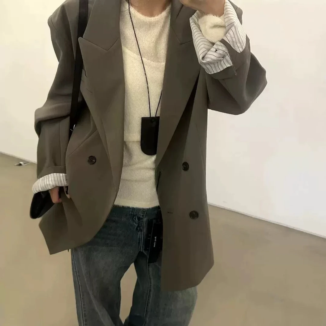 【卡其灰8010西装】超显瘦超显白高级西装