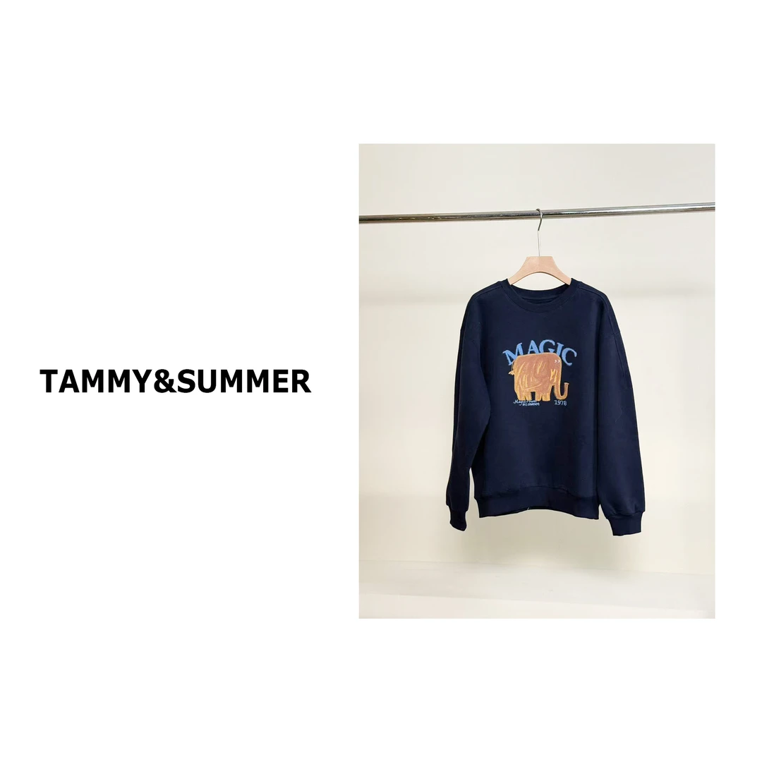 【Tammy&Summer】宽松百搭加绒保暖减龄大象字母印花长袖卫衣852668