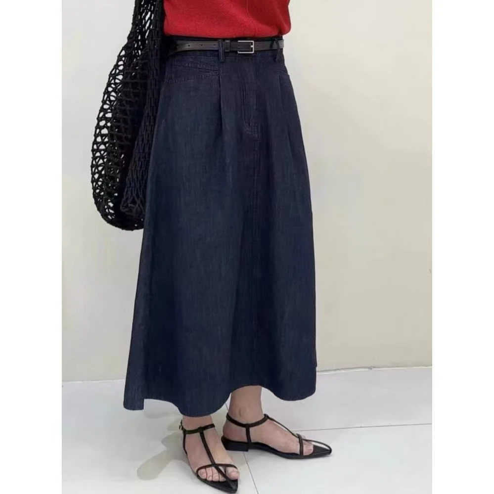 百搭通勤A字松紧腰牛仔半身裙伞裙~N2168L小静折扣