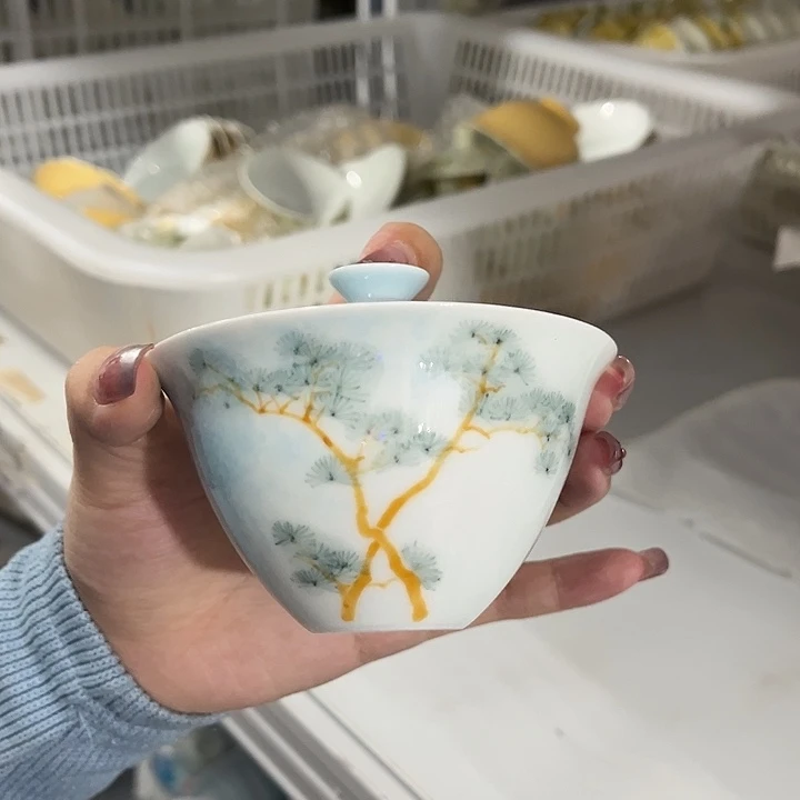 摆件明知山志松盖碗哈哈哈哈