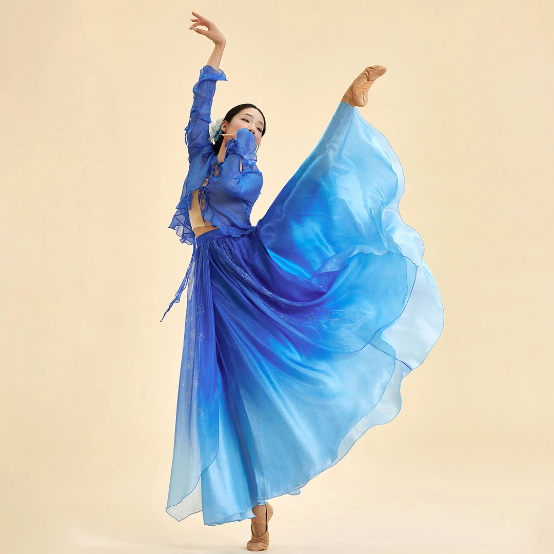 诗意花朵古典舞裙子半身裙沧澜未央大裙摆仙气风古风舞蹈服飘逸风