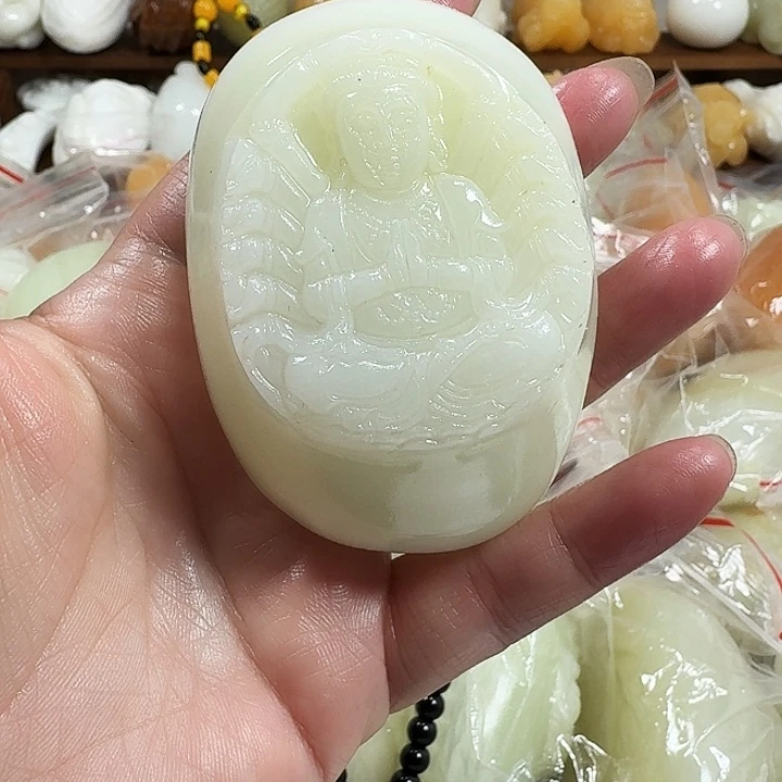 五***母砖雕石头手把件不退不换