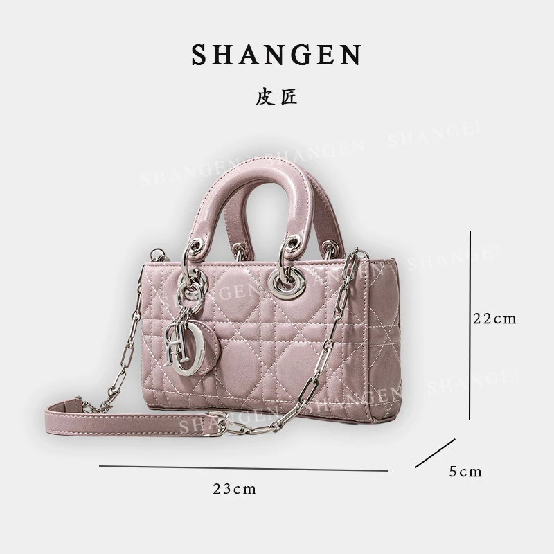 【尚恩CC】SK-82317-1-樱花粉-23*5*12轻奢女士新款手提斜挎戴妃包