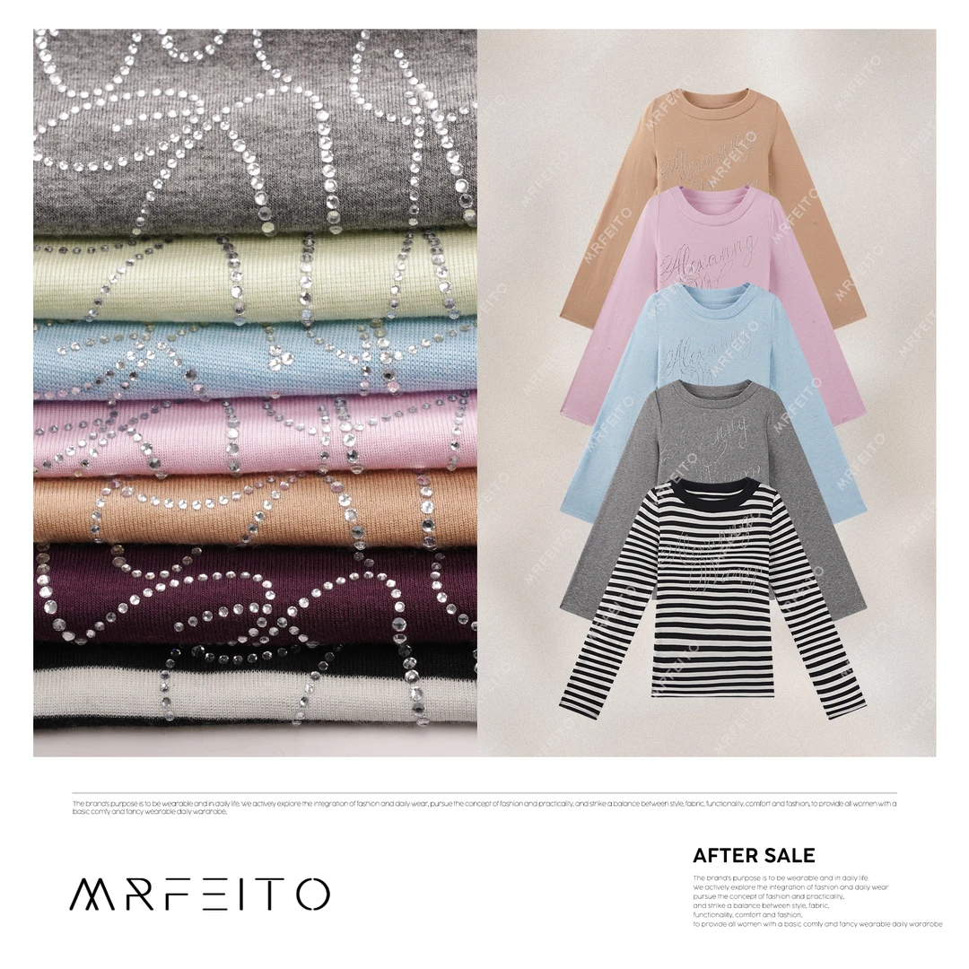 【钻石星河】2025年春季新款时尚烫钻字母女士针织衫H16M01D30186