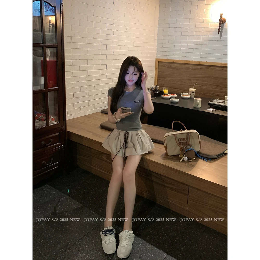 【CHASINGLIGHT】松紧腰抽绳裙裤 K1580