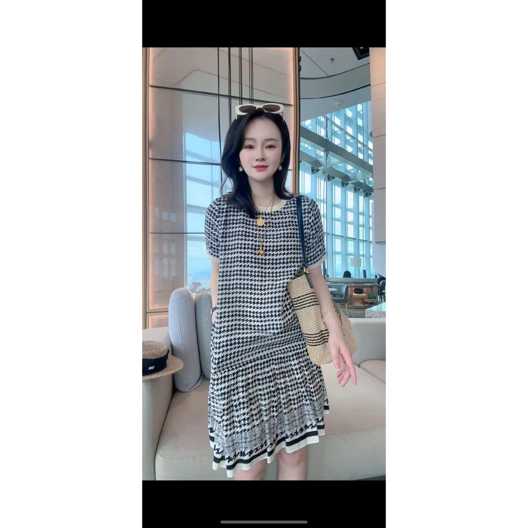 【丝芙玉禄】(E859)100%真丝双绉印花百搭桑蚕丝女装连衣裙