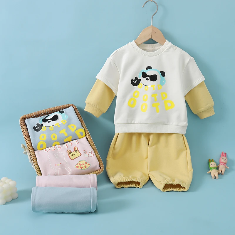 商场同款】宝宝长袖套装婴儿春装上衣服裤子男童两件套女童2025