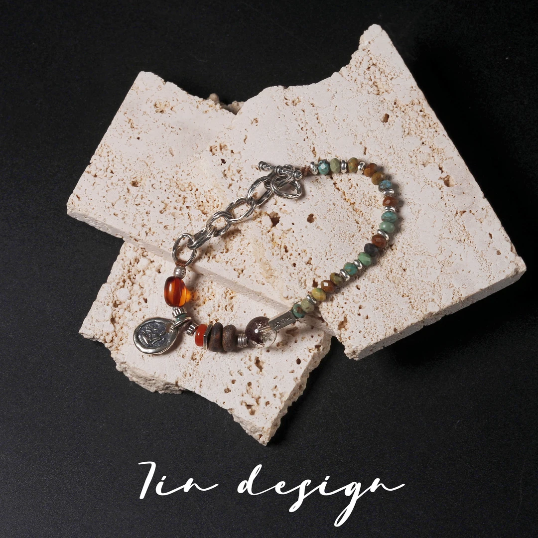 925银木质手链 7in【由心】原创小众设计复古手作个性s925手链