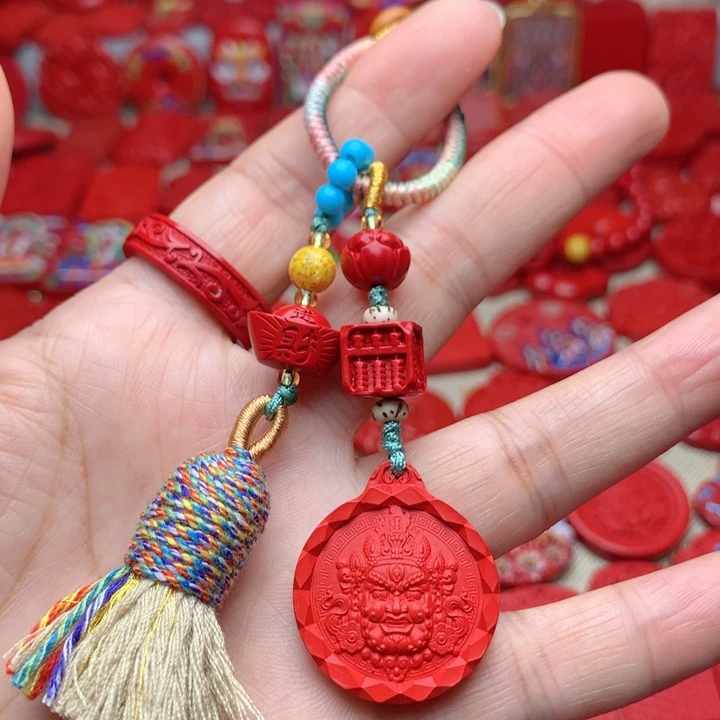 天然辰砂工艺品朱砂钥匙扣