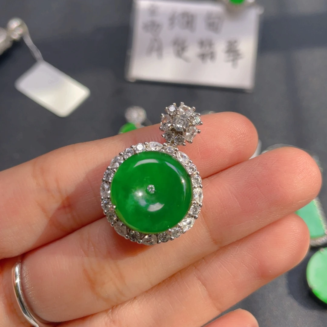 翡翠银S925镶嵌吊坠(不含链)