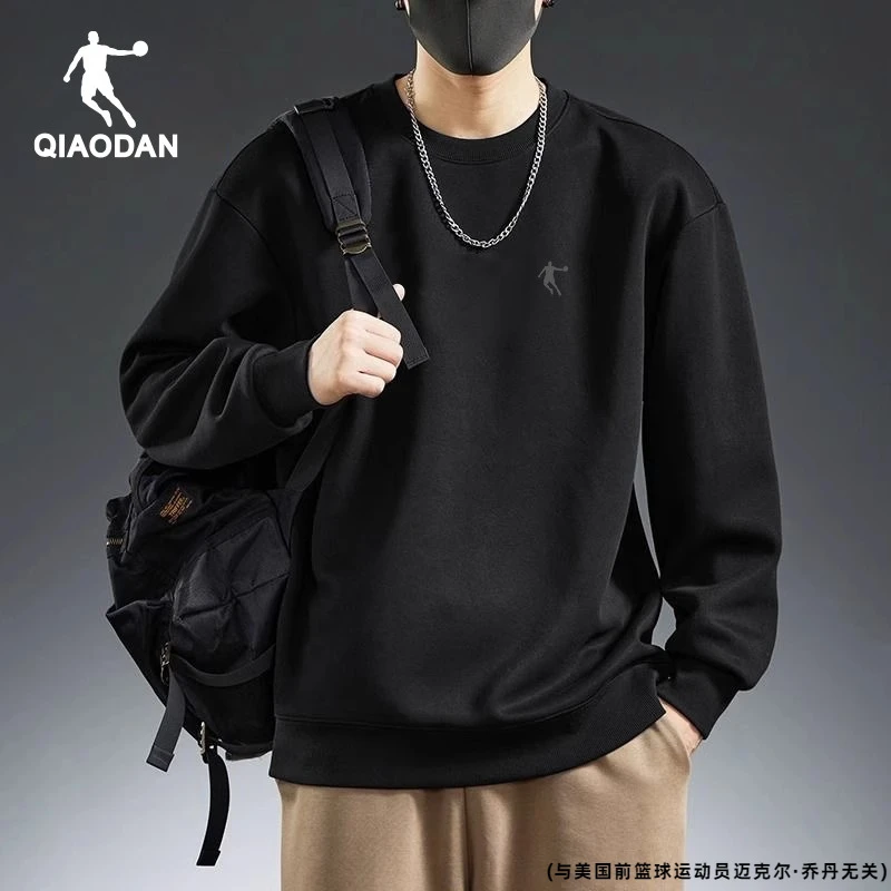 乔丹卫衣男体恤黑色男款圆领套头衫2025冬季新款官方旗舰运动服男