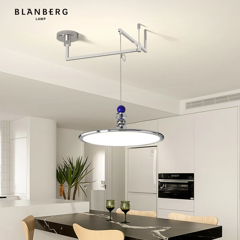 摇臂飞碟吊灯包豪斯现代简约餐桌吧台灯具网红设计师可升降餐厅灯