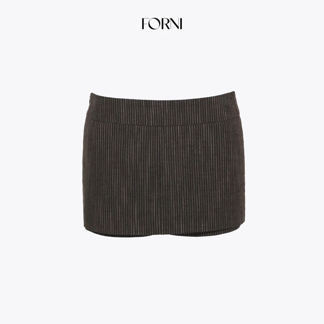 FORNI 广角超模腿 高密抗皱色织暗条纹西装裙裤