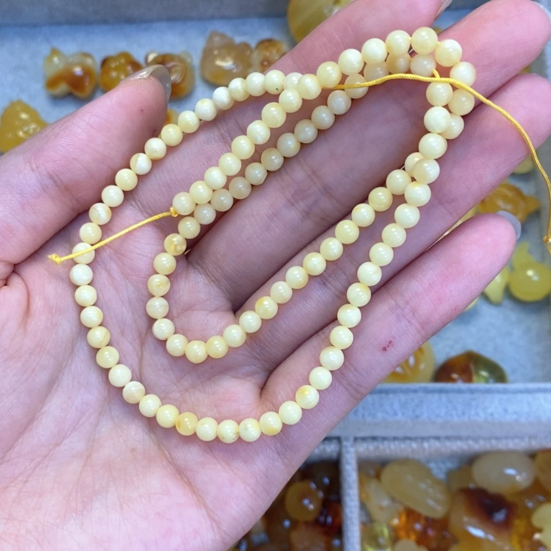 蜜蜡颈饰未镶嵌白链子