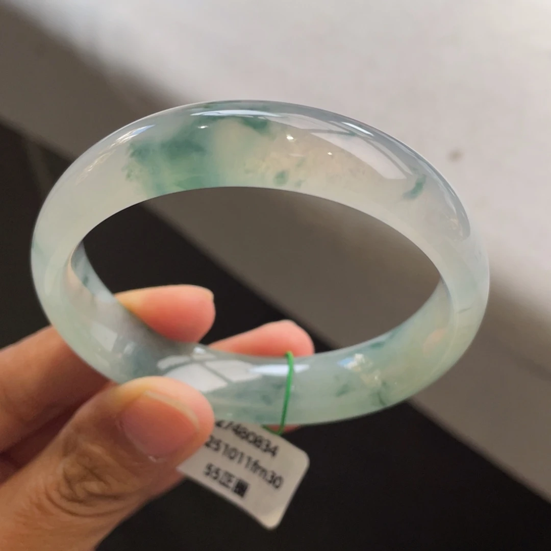 翡翠未镶嵌手镯起光冰飘花手镯【强推】