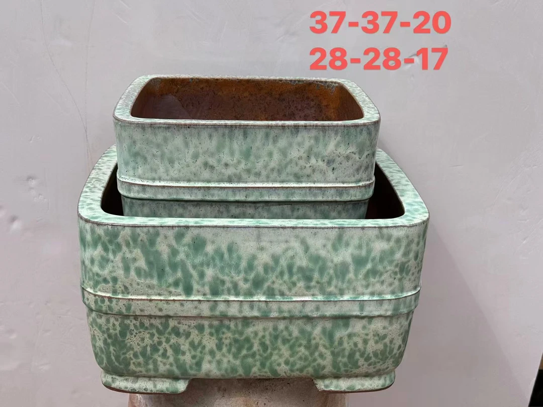 【储小伟花盆】37-28高温釉四方腰线