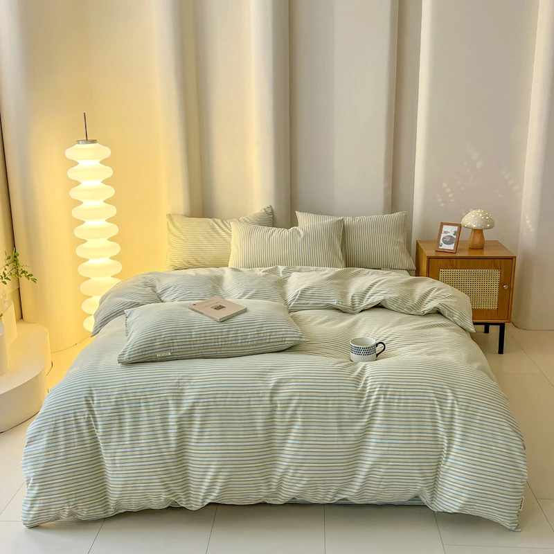 A类母婴级新疆全棉色织纯棉水洗棉四件套学生宿舍三件套床上用品