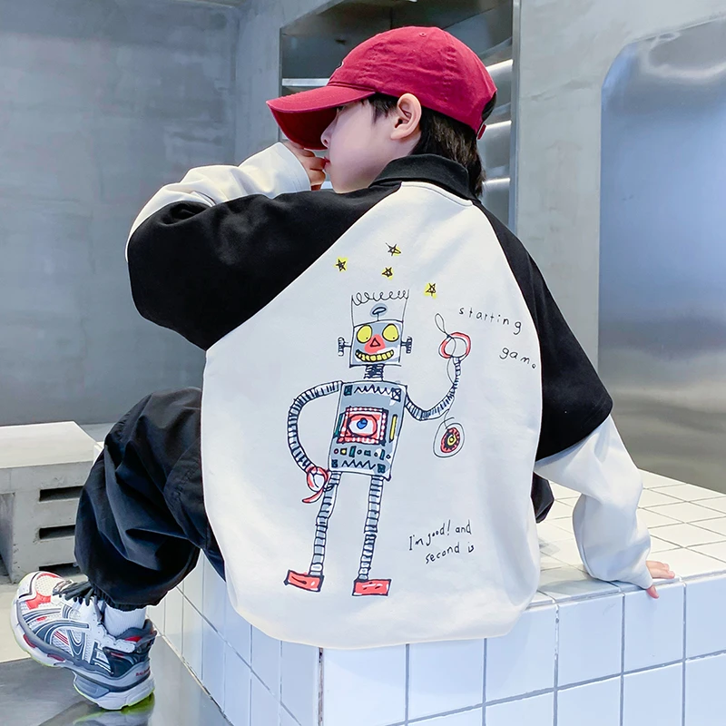 男童翻领卫衣春秋款2025新款儿童春装打底衫中大童春季POLO衫