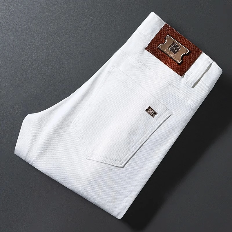 吉伦略索春夏薄料轻奢欧货男士弹力牛仔裤修身直筒时尚简约休闲裤