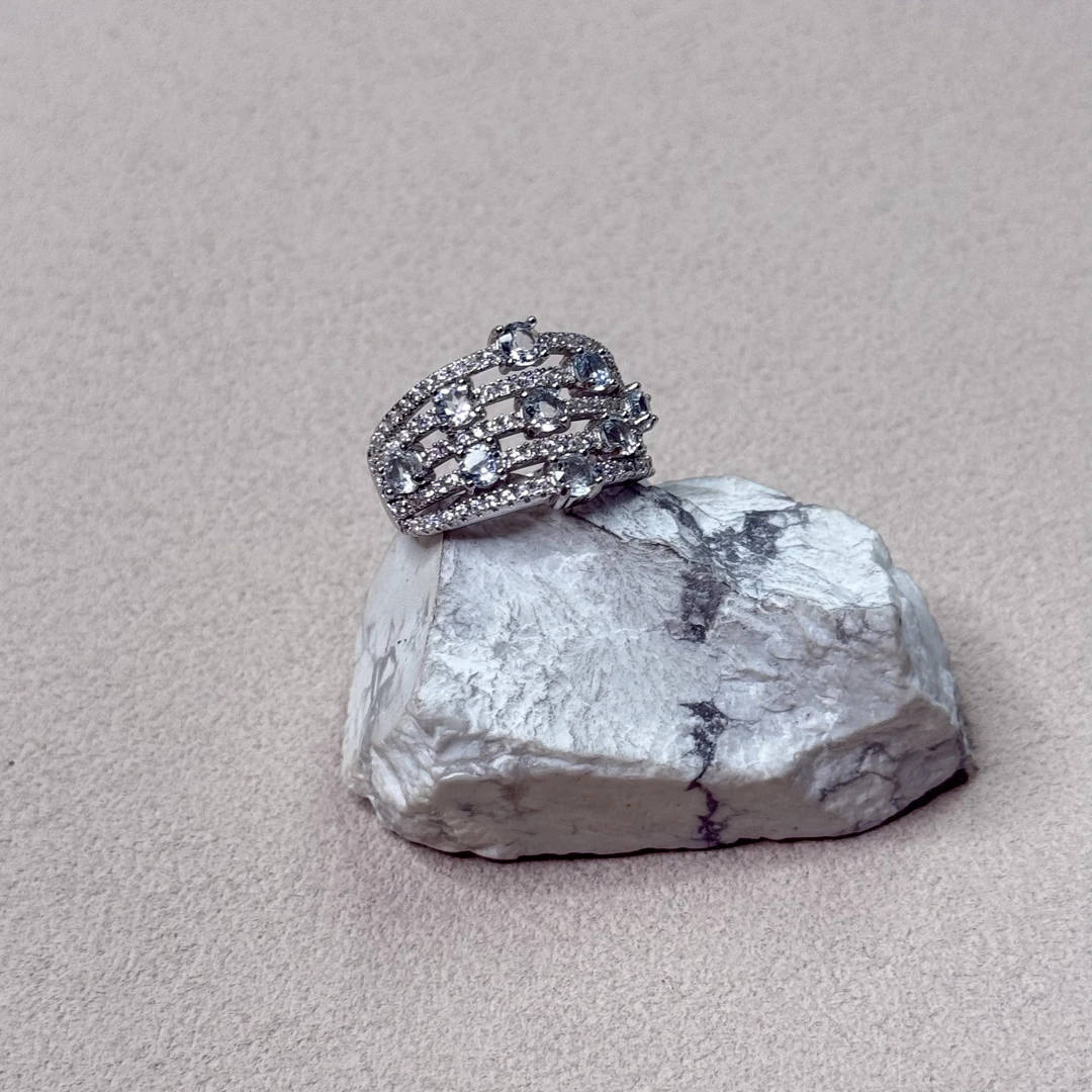 简约海蓝宝石s925开口戒指te3182