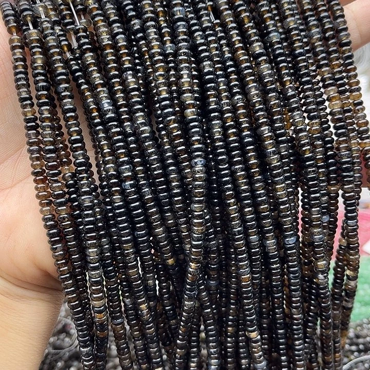 玛瑙/玉髓未镶嵌珠宝半成品一条4mm左右黑玛瑙算盘珠