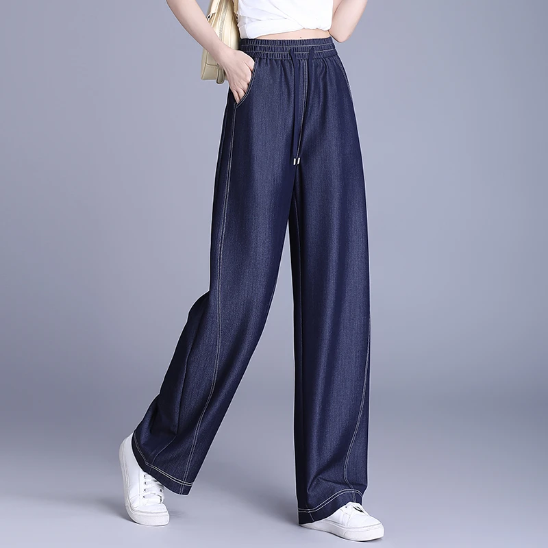 正品高端不掉色弯刀时尚休闲裤女2025春季新款高腰显瘦系带直筒裤