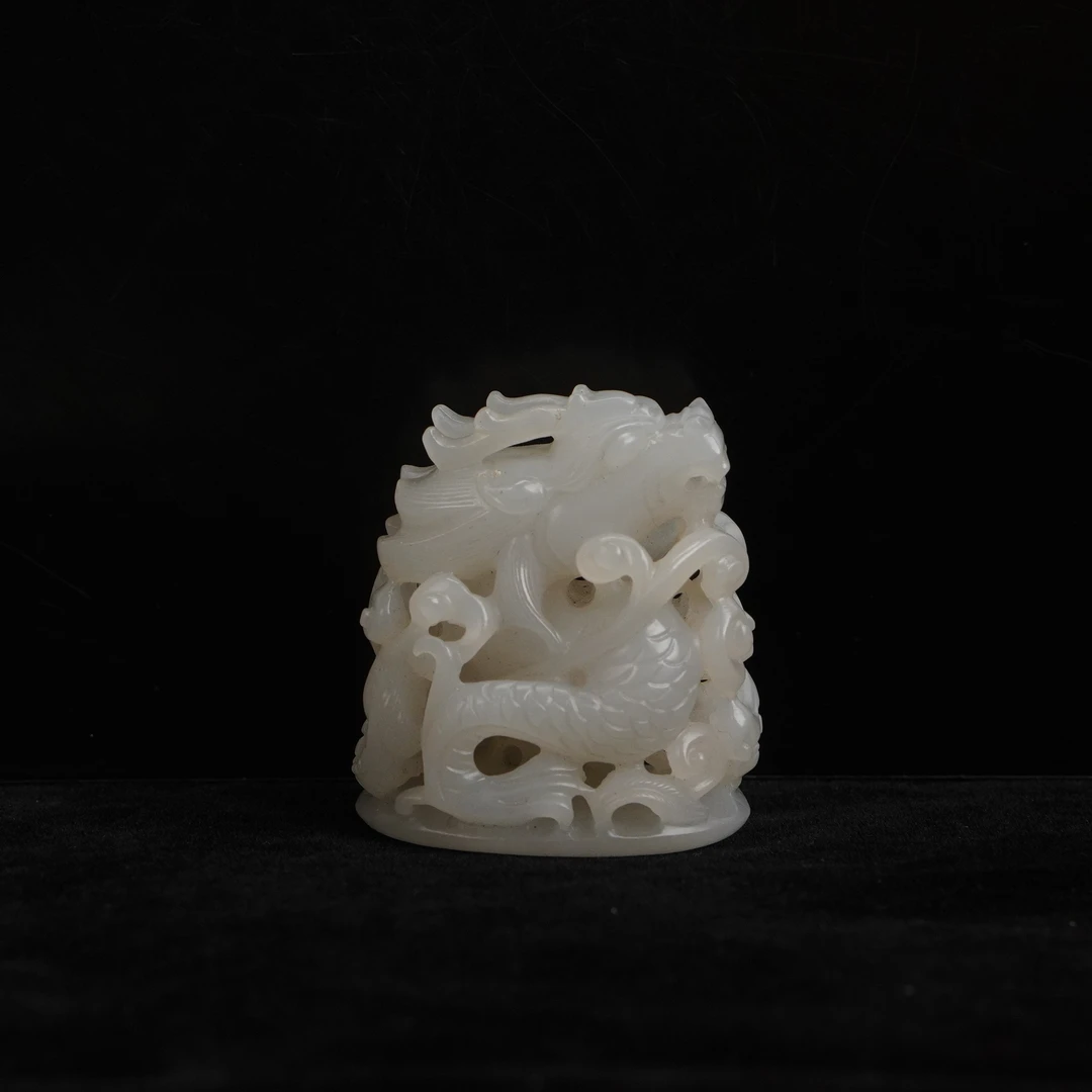 【清】白玉龙纹炉顶摆件(高5cm宽4.5cm重90g)