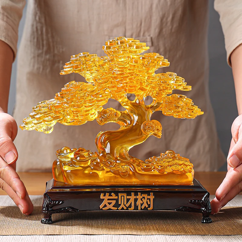 发财树招财树摆件工艺品摇钱树公司店铺收银台装饰品开业乔迁礼品