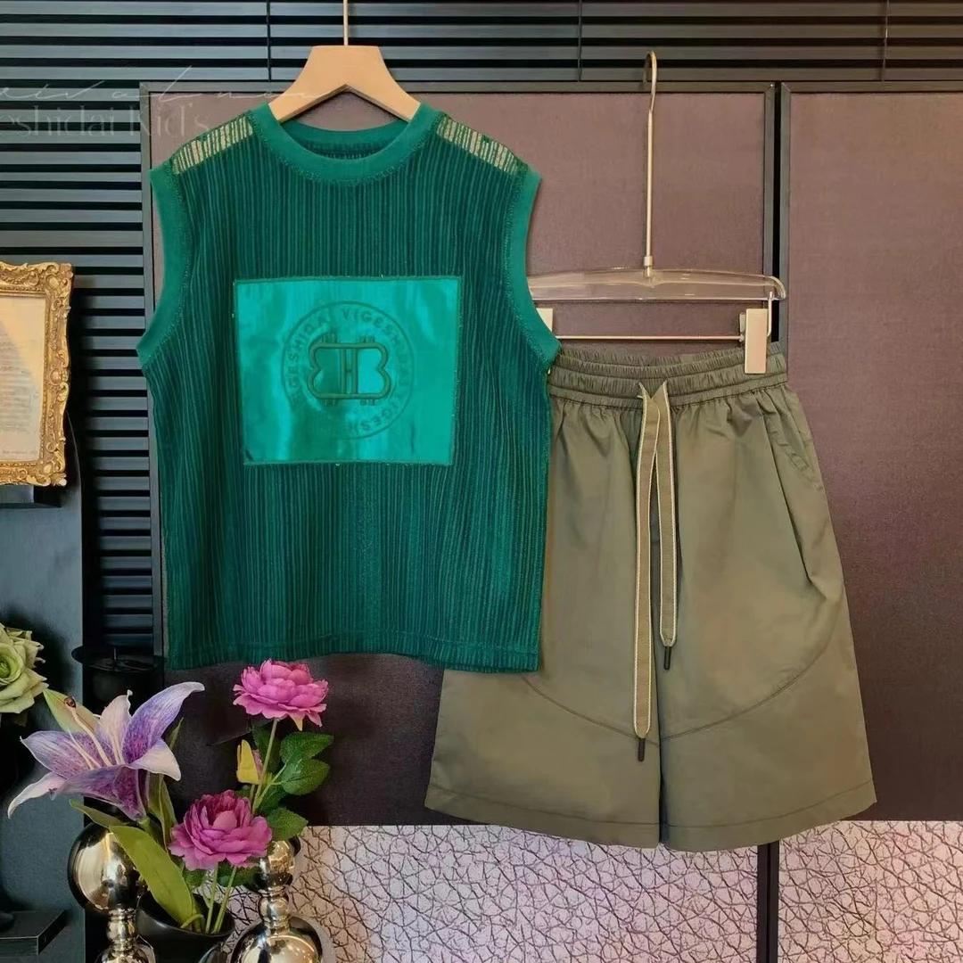 【年中清货】无袖套装T恤时尚运动男童韩版男女童休闲套装YG6302