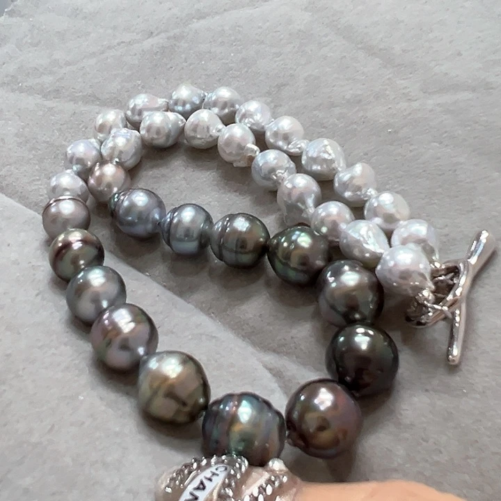 海水珍珠银S925镶嵌颈饰