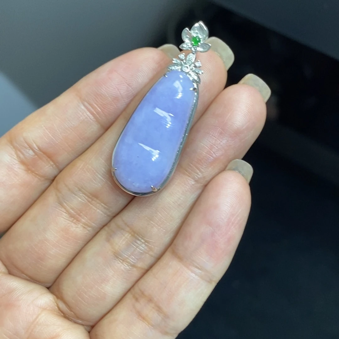 翡翠吊坠(不含链)18K金镶嵌吊坠