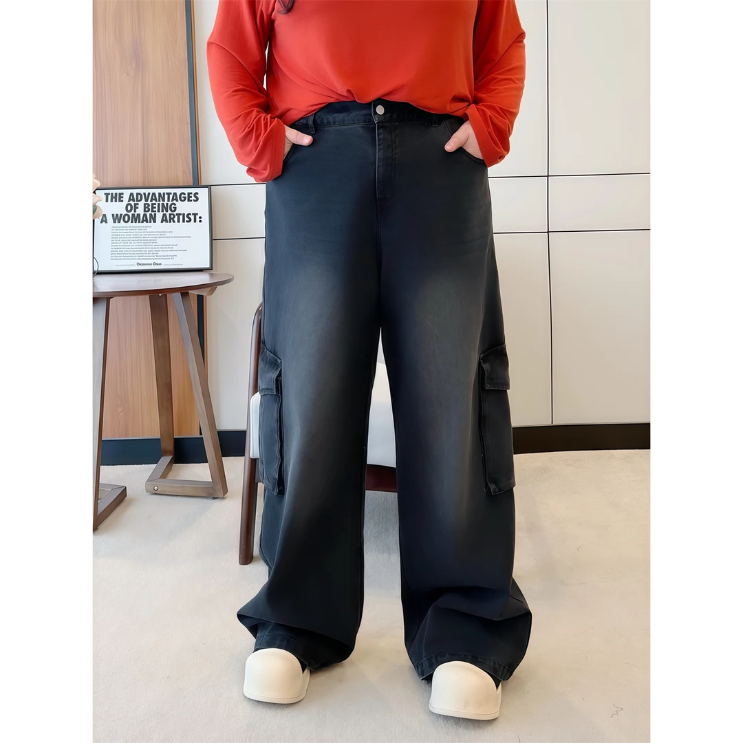 辛特拉雾 / 美式高街阔腿牛仔裤14252胖MM200斤