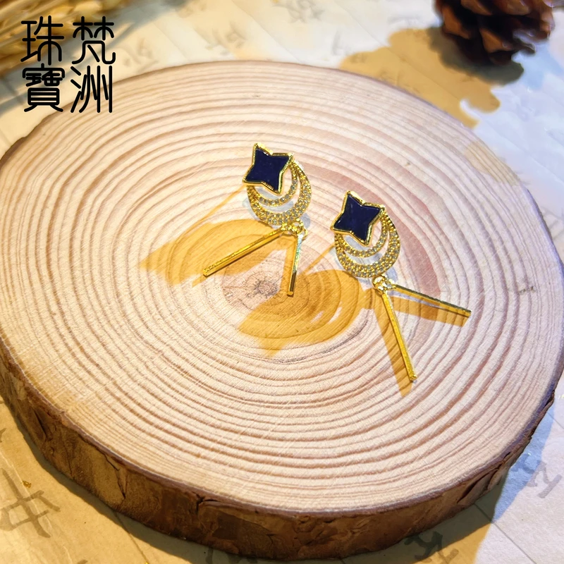 【梵洲】手工定制 四叶 青金石耳环 FZD3571 多样性发一
