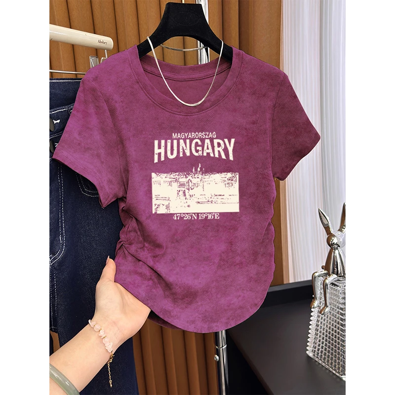 扎染纯棉短款短袖t恤女夏季2025新款设计感修身正肩体恤辣妹上衣