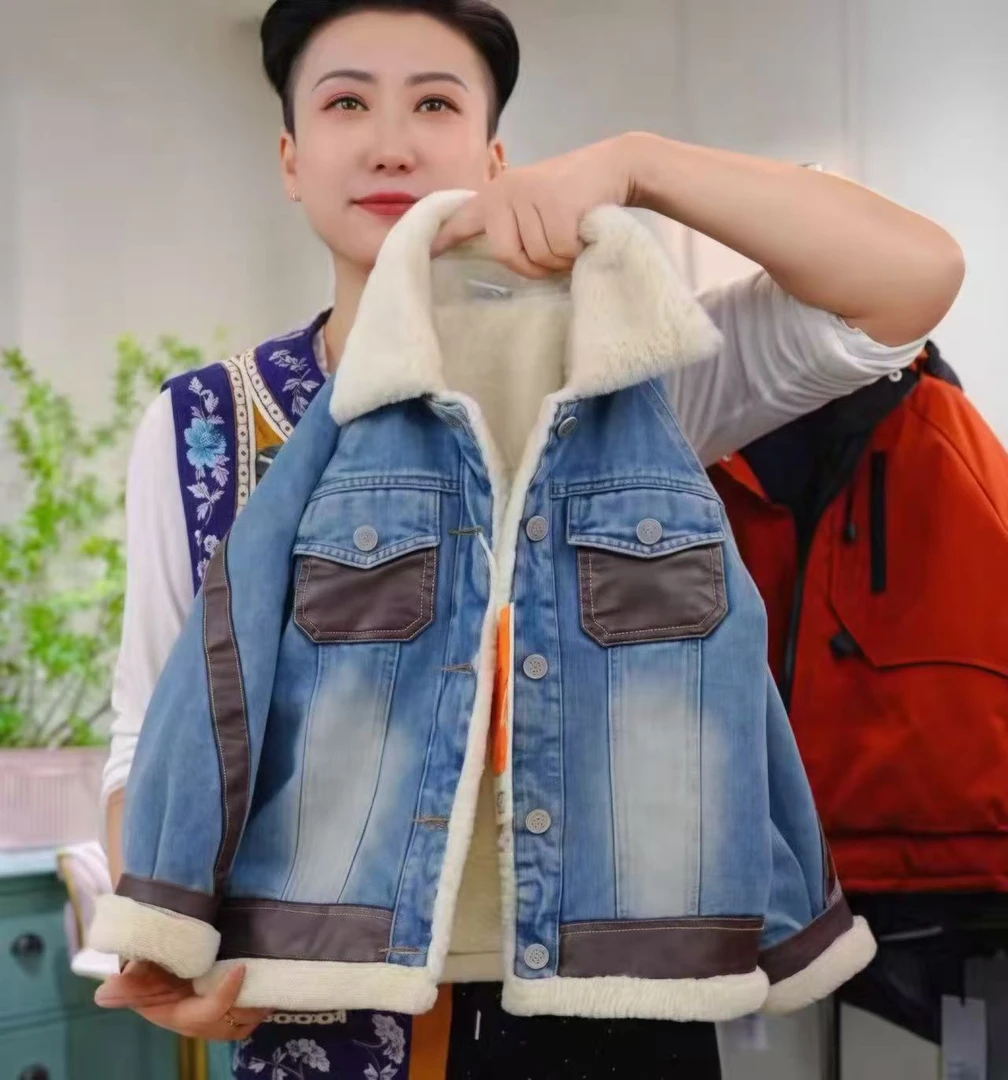 （儿童外套加厚一体绒）儿童冬款加绒加厚牛仔外套2025新款男童上衣