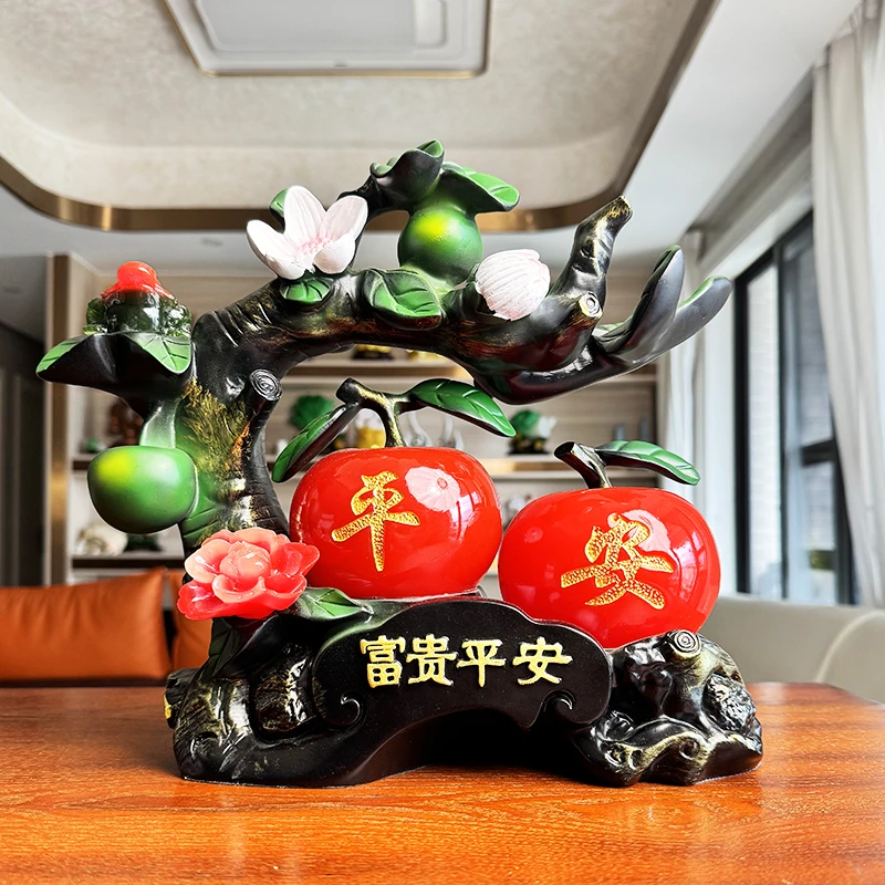 新中式平安好寓意红苹果树家居好物客厅酒柜装饰摆件工艺品摆件