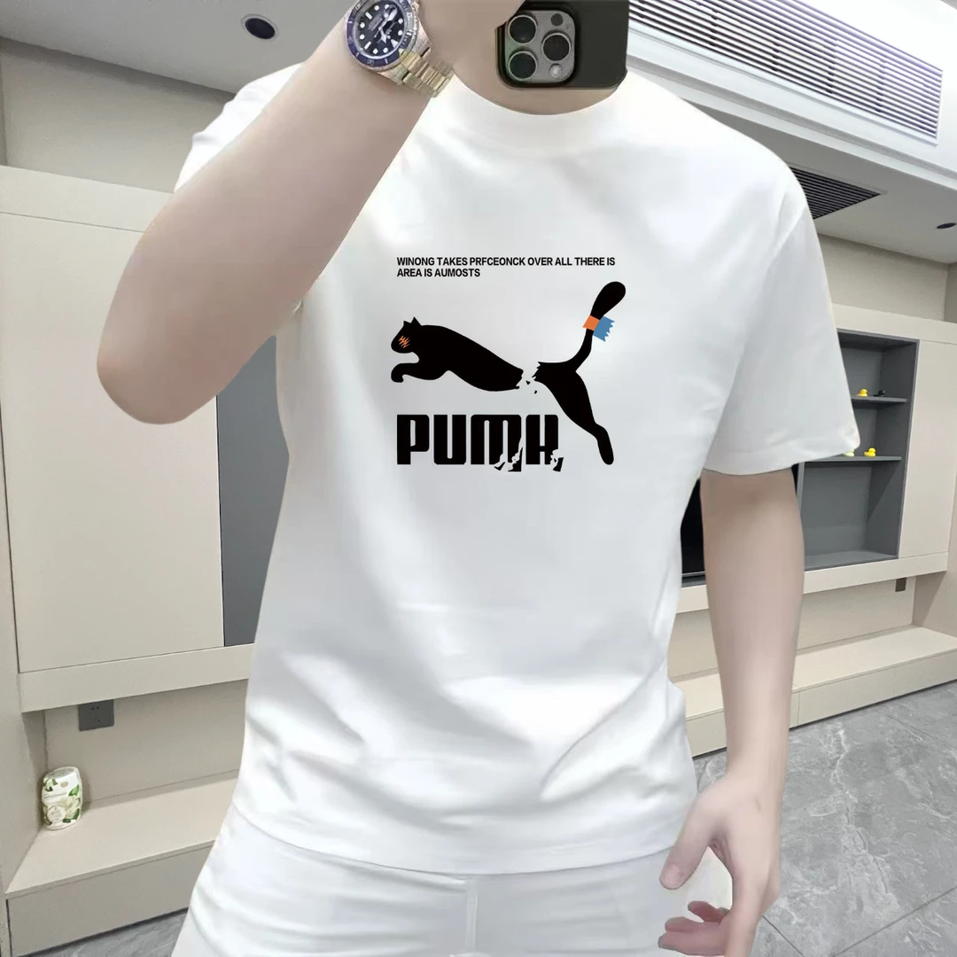 短袖印花男士夏季修身印花T恤t恤ins盐系少年感