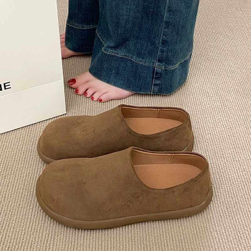 厚底勃肯鞋2025春季新款平底外穿懒人一脚蹬软底小土豆博肯鞋潮女