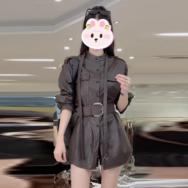 轻熟风气质时尚套装女2025秋简约皮衣收腰外套阔腿短裤时髦两件套