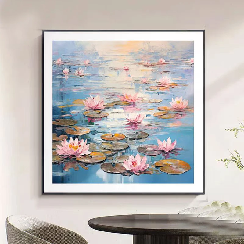 《荷花》餐厅装饰画复古简约卧室挂画