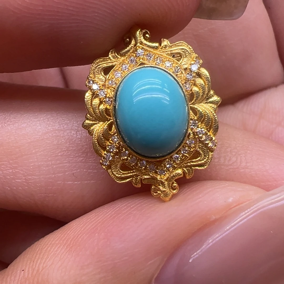 绿松石18K金镶嵌配件配件