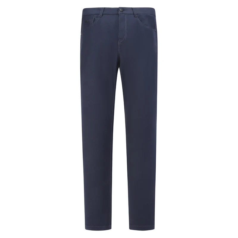 J1715鸟春秋男式休闲裤 棉中腰修身商务休闲长裤弹力 深蓝色