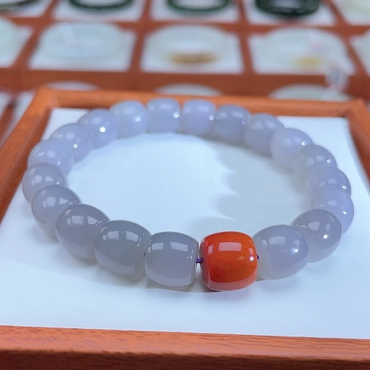 未镶嵌手串和田玉冰烟紫