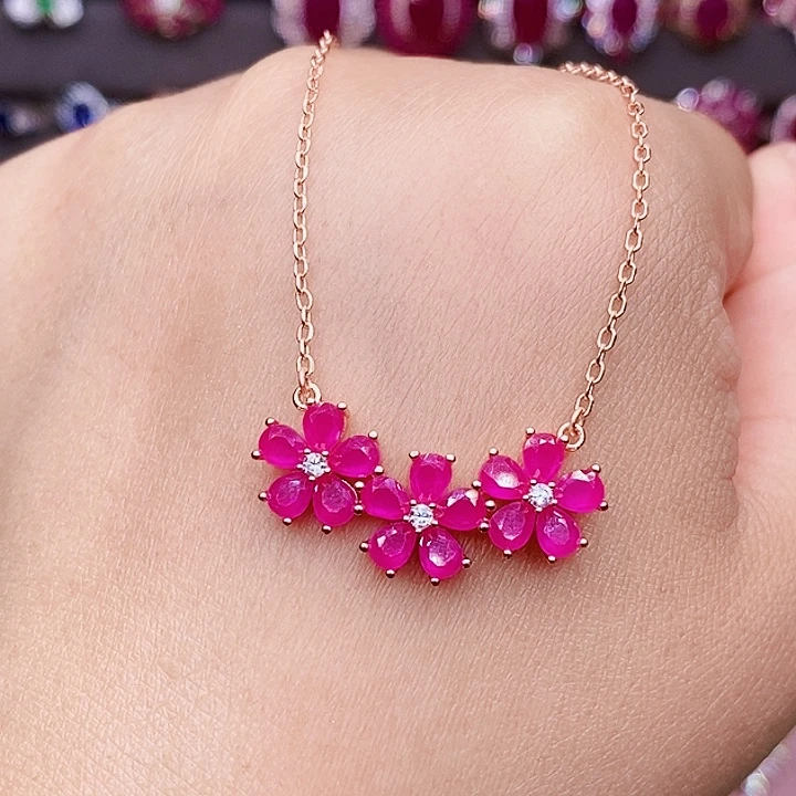 颈饰银S925镶嵌红宝石