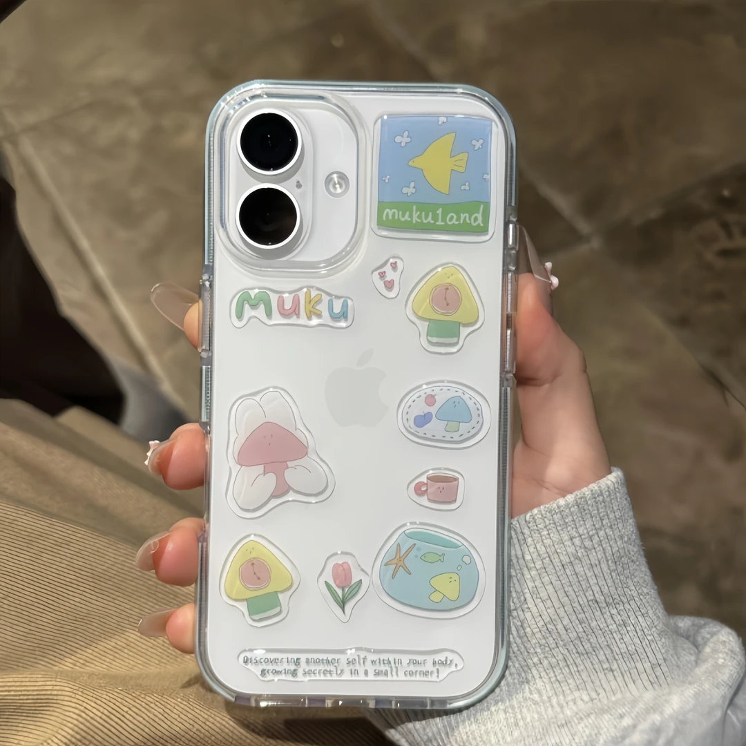 圆边手感diy贴纸适用于苹果16promax手机壳iPhone15撞色软硅胶13