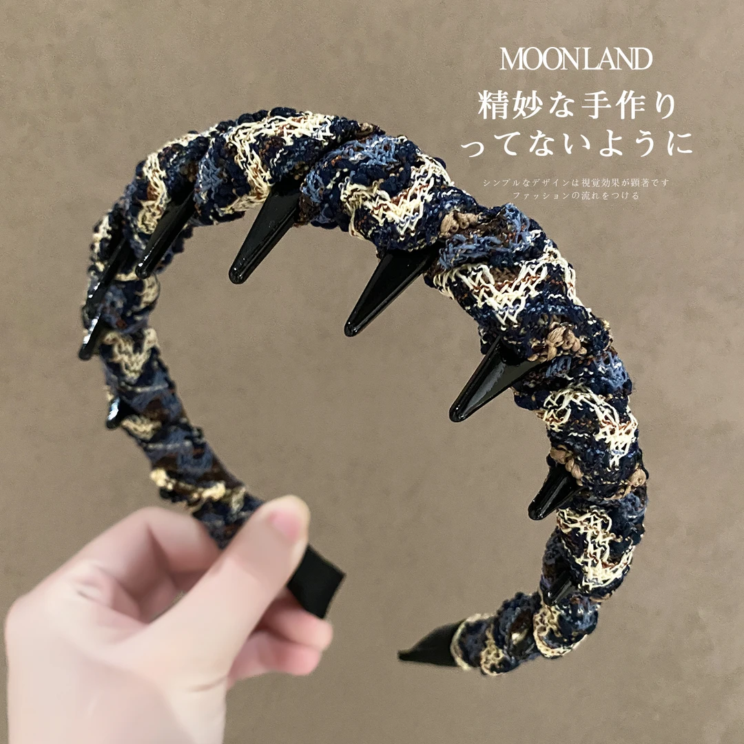 高级感洋气时尚针织带齿发箍女款日常外戴发卡高颅顶洗脸防滑头箍