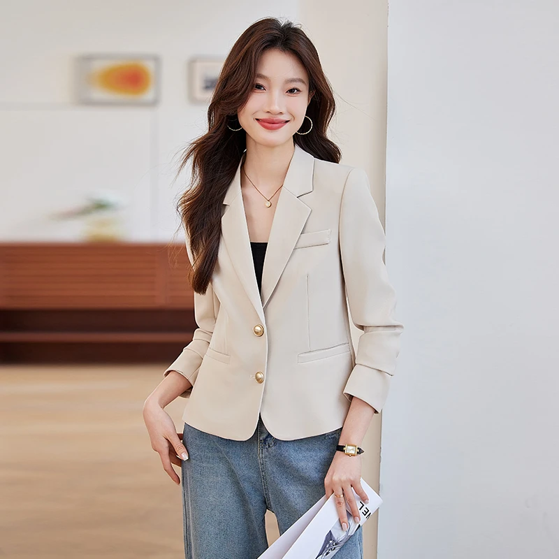 女短款修身气质西装春秋通勤韩版显瘦长袖小西装休闲时尚小个子