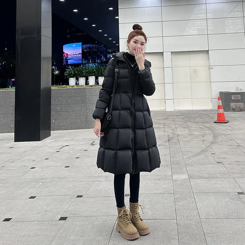 【现货青】在逃公主羽绒服女中长款2025韩版新款小蛮腰加厚显瘦