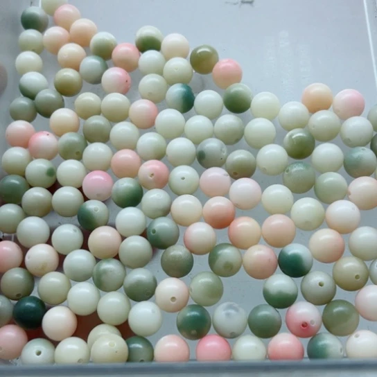 吊坠白玉菩提瑕疵12双色圆珠137颗