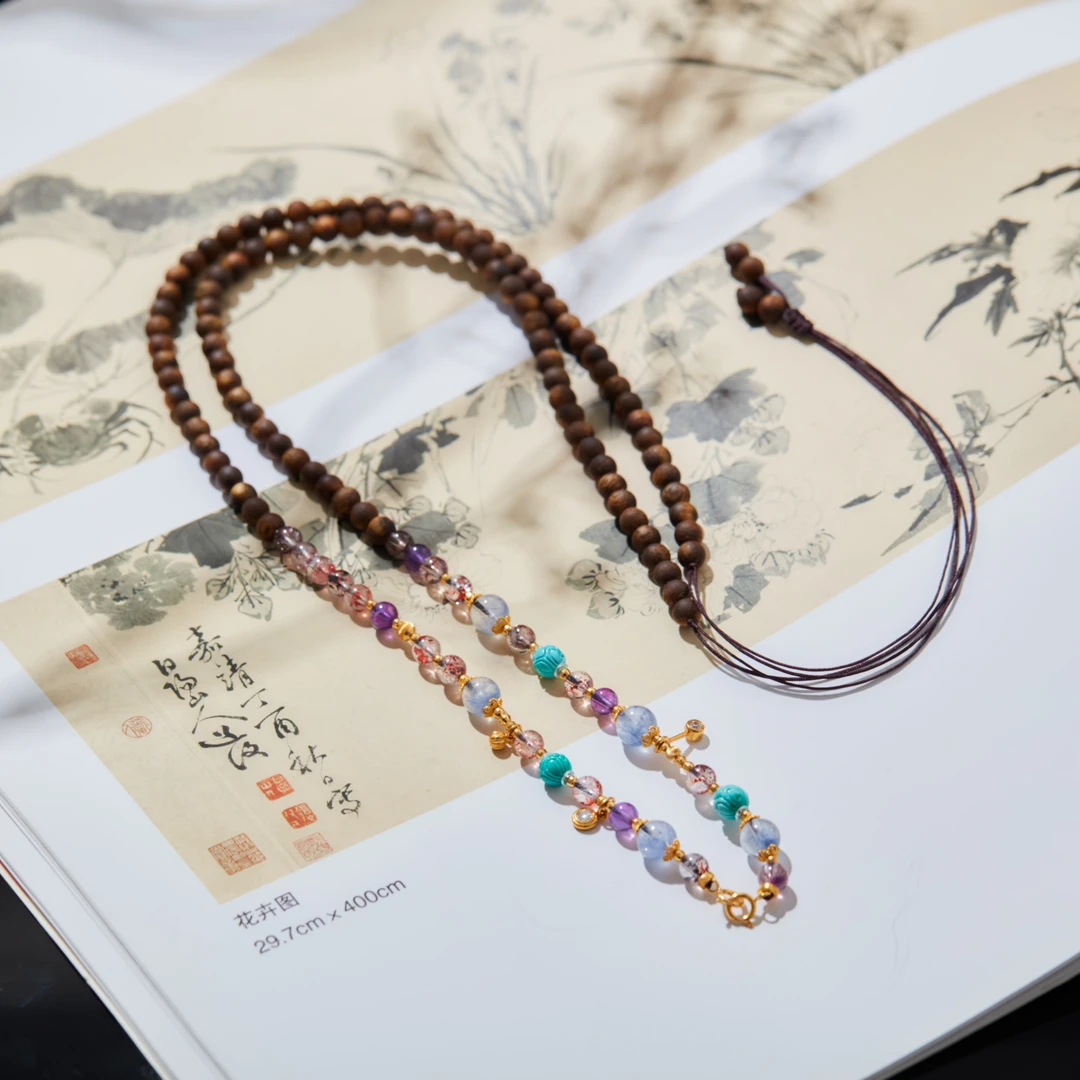 【云上雅岚】18K超七蓝线沉香项链多样性发一#XYGD233085-C